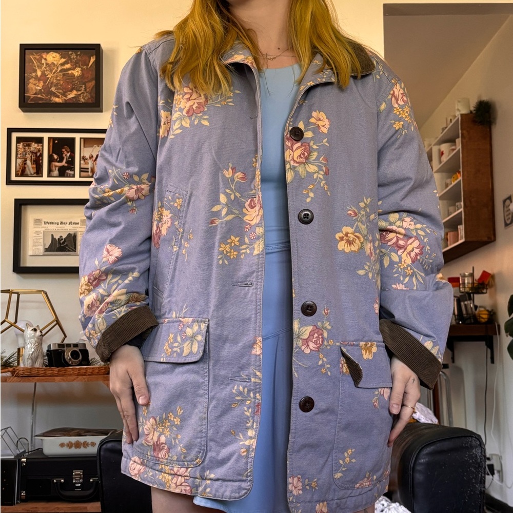 L.L. Bean Floral Utility Jacket - Lavender and Chocolate